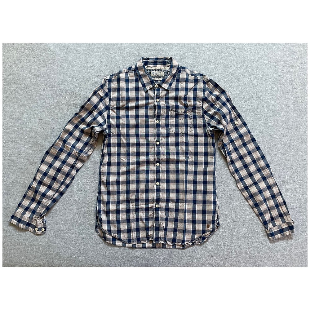Men's Scotch & Soda Blue & Gray Casual Button-Up Shirt, size Medium
